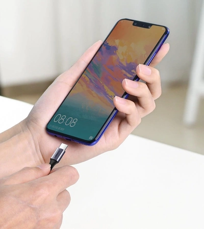 Ugreen angle cable USB Type C - USB Type C Power Delivery 60 W 20 V 3 A 1 m black-gray cable (US255 50123)