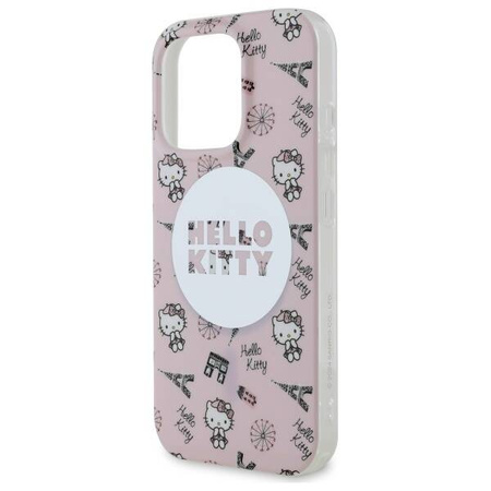 Original Case IPHONE 16 PRO Hello Kitty Hardcase IML All Over Paris MagSafe (HKHMP16LHAOPP) pink