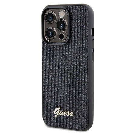 Guess nakładka do iPhone 14 Pro 6,1&quot; GUHCP14LPMSDGSK HC PU DISCO SCRIPT METAL czarna