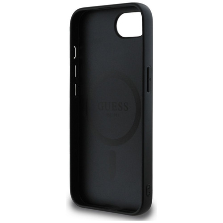 GUESS futerał do IPHONE 16e (SE 4 2025) kompatybilny z MagSafe GUHMPSE4PGBTMK (Grained PU Hot Stamp Peony Triangle Logo) czarny