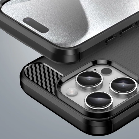 Carbon Case Silikonhülle für iPhone 16 Pro - Schwarz