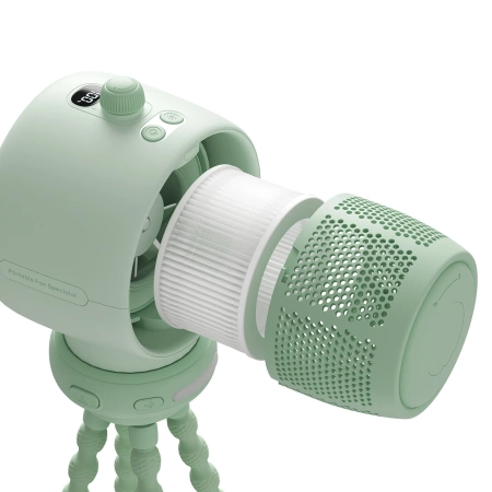 Jisulife Stroller Fan Life2S 5000mAh with Flexible Legs, Desk, Stroller, Filter - Green