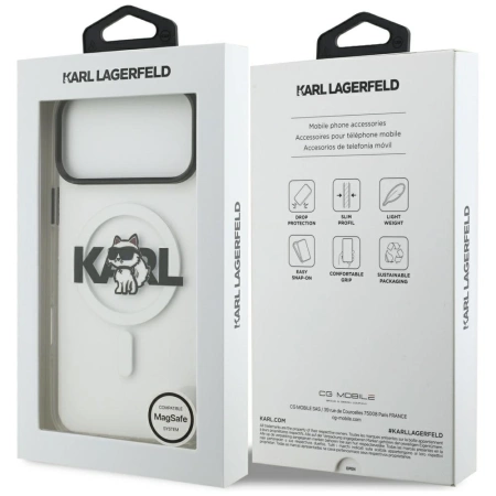 Karl Lagerfeld IML Choupette Sketch Logo MagSafe Case for iPhone 17 Pro Max - Clear