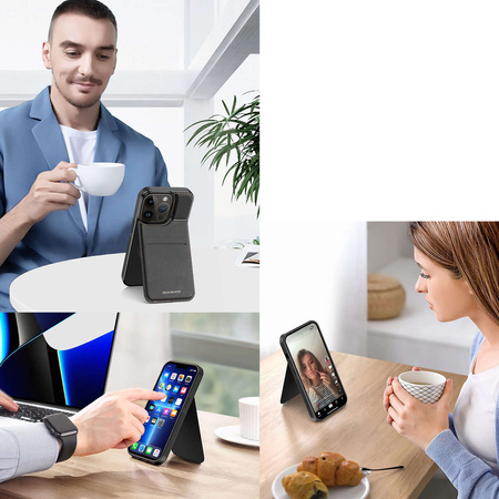 3-in-1-Hülle für iPhone 13 Pro mit MagSafe Wallet RFID-blockierender Ständer Dux Ducis Rafi Mag – Schwarz