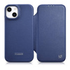 iCarer CE Premium Leather Folio Case skórzane etui iPhone 14 Plus z klapką magnetyczne MagSafe niebieski (WMI14220715-BU)