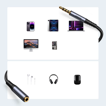 Joyroom Stereo-Audiokabel AUX 3,5 mm Miniklinke (männlich) – Miniklinke (weiblich) 1,2 m schwarz (SY-A09)