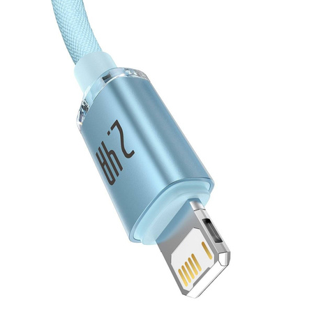 Baseus Crystal Shine Series kabel USB - Lightning 2,4A 20W 1,2m niebieski (CAJY001103)