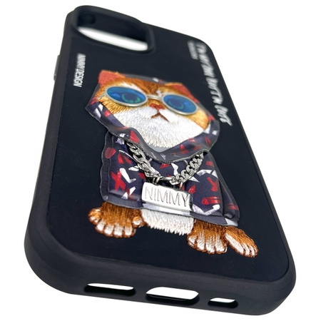 Nimmy etui iPhone 15 6.1" czarny/black Glasses Cool Cat