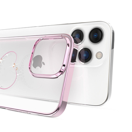 Kingxbar Wish Series etui iPhone 14 Plus ozdobione kryształami różowe