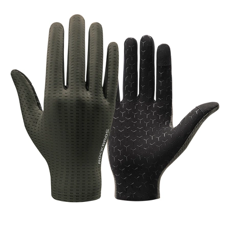 Rockbros Atmungsaktive Vollfinger-Fahrradhandschuhe, Größe: S - Grün