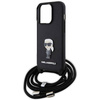 Karl Lagerfeld Crossbody Saffiano Monogram Metal Pin Karl &amp; Choupette Case for iPhone 15 Pro - Black