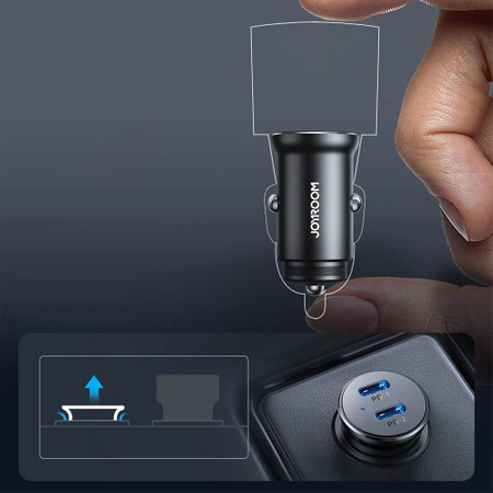 Joyroom JR-CCN06 30W 2x USB-C Mini-Autoladegerät Metall - Schwarz