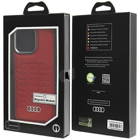 Audi Synthetic Leather MagSafe iPhone 15 Pro Max 6.7" czerwony/red hardcase AU-TPUPCMIP15PM-GT/D3-RD