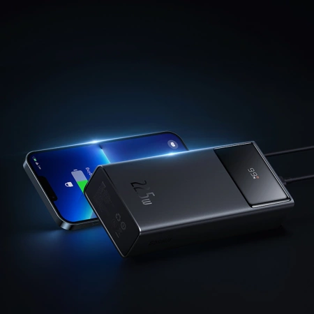 Baseus EnerFill FP41 30000mAh 22,5W Powerbank mit Baseus Simple USB-A - USB-C 3A 30cm Kabel - Schwarz