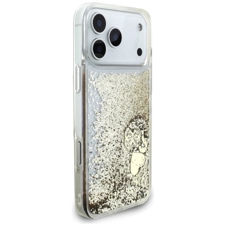 Guess Liq. Glitter 4 Charms Case für iPhone 17 Pro - Gold