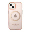 Guess Gold Outline Translucent MagSafe - Etui iPhone 14 Plus (różowy)
