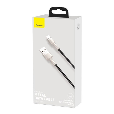 Baseus Cafule Metal Data kabel USB - USB Typ C 66W Quick Charge 25cm czarny (CAKF000001)
