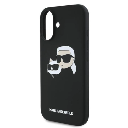 Karl Lagerfeld Silicone Case Nauble Heads Print MagSafe for iPhone 16 Plus - Black