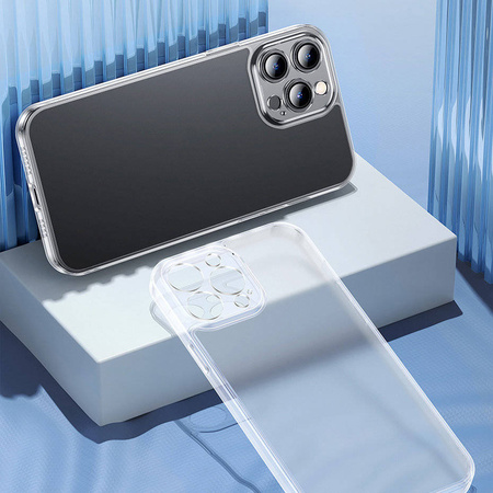 Baseus frosted glass case cover for iphone 13 pro hard cover with gel frame transparent (arws000702)