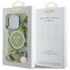Schutzhülle IPHONE 16 PRO Guess Glitter Flowers Triangle Buttons MagSafe grün