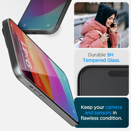 GEHÄRTETES GLAS Spigen GLAS.TR „EZ FIT“ FC IPHONE 15 PLUS SCHWARZ