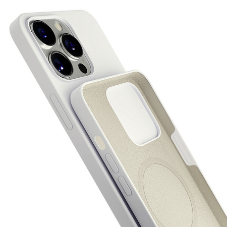 Apple iPhone 15 Pro Max - 3mk Hardy Silicone MagCase Silver-White