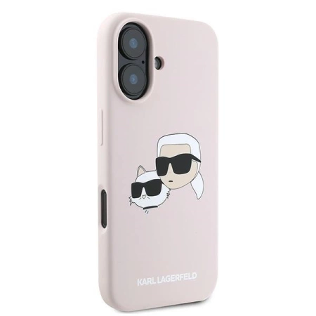 Karl Lagerfeld Silicone Case Heads Print MagSafe for iPhone 16 Plus - Pink