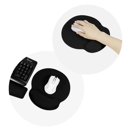 Podkładka ergonomiczna pod mysz i nadgarstek 250x230x25mm / czarny