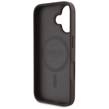 Original Handyhülle IPHONE 16 Guess 4G Circle Classic Logo MagSafe braun