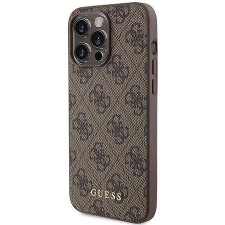 Etui Guess 4G Metal Gold Logo na iPhone 15 Pro Max - brązowe