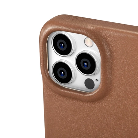 iCarer CE Premium Leather Folio Case skórzane etui iPhone 14 Pro z klapką magnetyczne MagSafe brązowy (WMI14220714-BN)