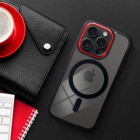 Futerał Color Edge Mag Cover kompatybilny z MagSafe do IPHONE 15 PLUS czarno czerwony