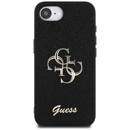 Guess Fixed Glitter Big 4G Case für iPhone 16e - Schwarz