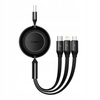 Baseus Bright Mirror 2 einziehbares Kabel 3in1 USB Typ A - micro USB + Lightning + USB Typ C 66W 1.1m schwarz (CAMJ010101)
