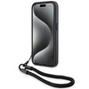 BMW Signature Leder-Wordmark-Cord-Hülle für iPhone 15 Pro – Schwarz