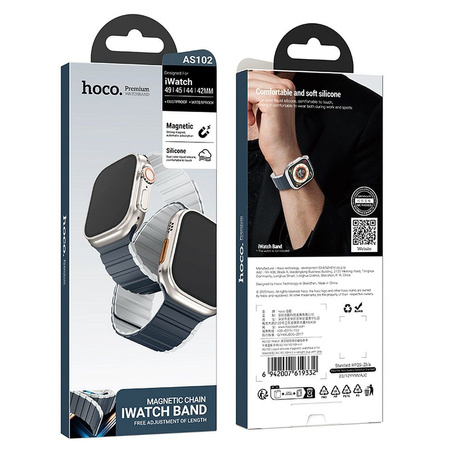 HOCO pasek do Apple Watch 42 / 44 / 45 / 49 mm AS102 niebieski z szarym