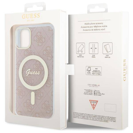 Guess GUHMN61H4STP iPhone 11 6.1" pink/pink Hardcase 4G MagSafe