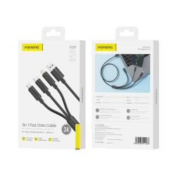 FONENG Kabel XS07 3w1 3A 1.2M schwarz
