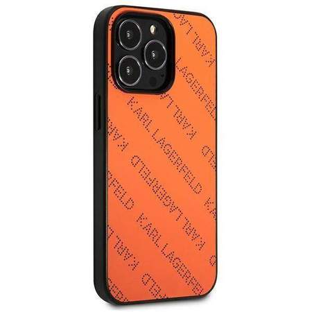 Oryginalne Etui IPHONE 13 PRO Karl Lagerfeld Hardcase Perforated Allover (KLHCP13LPTLO) pomarańczowe