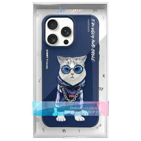Nimmy etui iPhone 15 Pro 6.1"             niebieski/blue Glasses Cool Cat
