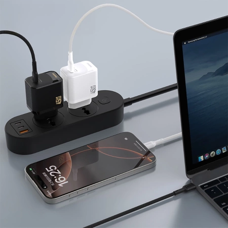 Dudao A28C 45W GaN Wall Charger + USB-C Cable - White