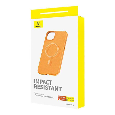 Case APPLE IPHONE 15 PLUS Baseus Fauxther Series MagSafe orange