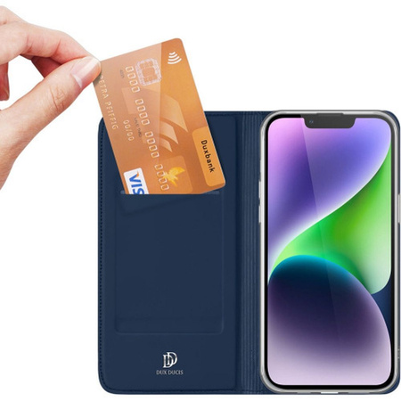 Etui do iPhone 15 Plus pokrowiec z klapką i portfelem Dux Ducis Skin Pro - niebieskie