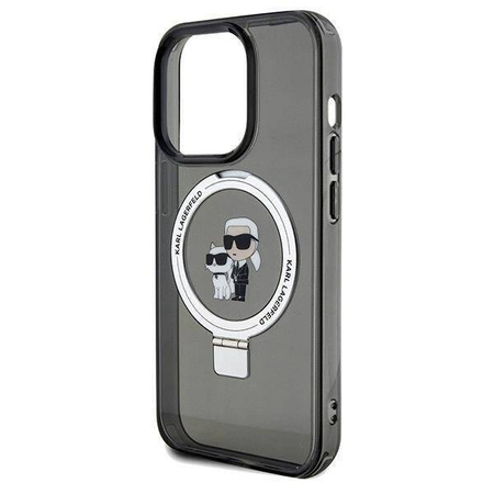 Original Case IPHONE 14 PRO Karl Lagerfeld Hardcase Ring Stand Karl&Choupettte MagSafe (KLHMP14LHMRSKCK) black