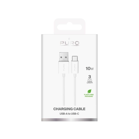 Kabel Puro TPE 10W USB-A - USB-C 3m - biały