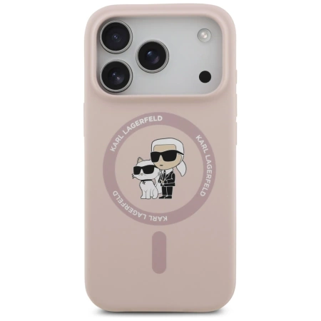 Karl Lagerfeld Silikon Karl&Choupette Ring MagSafe Case für iPhone 17 Pro - Pink