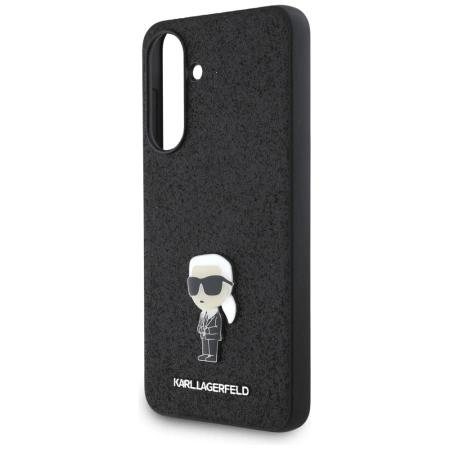 Karl Lagerfeld Fixed Glitter Ikonik Logo Metal Pin Case für Samsung Galaxy A36 - Schwarz