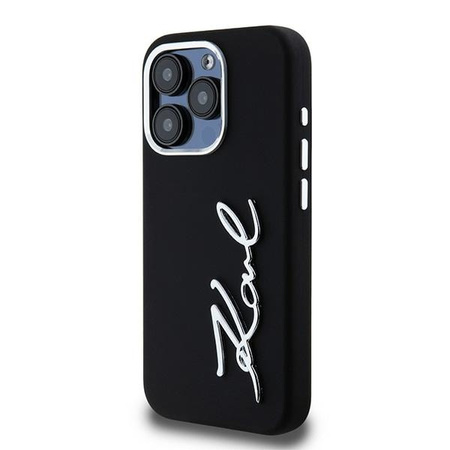Original Case IPHONE 15 PRO MAX Karl Lagerfeld Silicone Metal Script Logo black