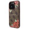 Original Handyhülle IPHONE 16 PRO MAX Guess Hardcase 4G Flowers Print MagSafe (GUHMP16XP4ROPEMCW) braun