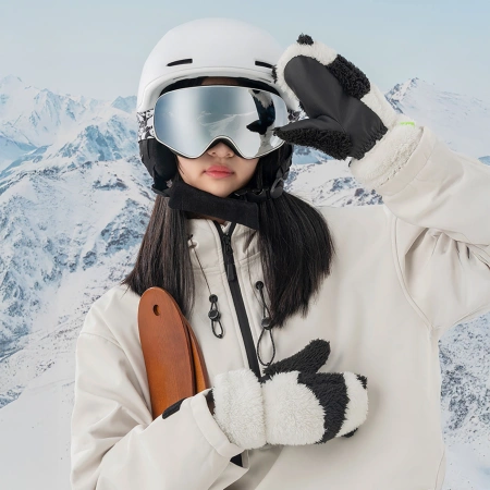 Qunature Panda Skihandschuhe für Kinder und Erwachsene, Größe S – Schwarz/Weiß